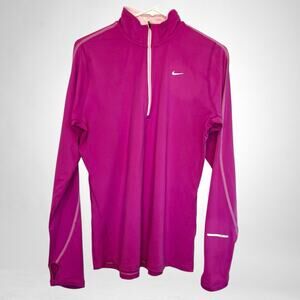 Nike women’s quart‎ zip lightweight top bright pink size large running shirt